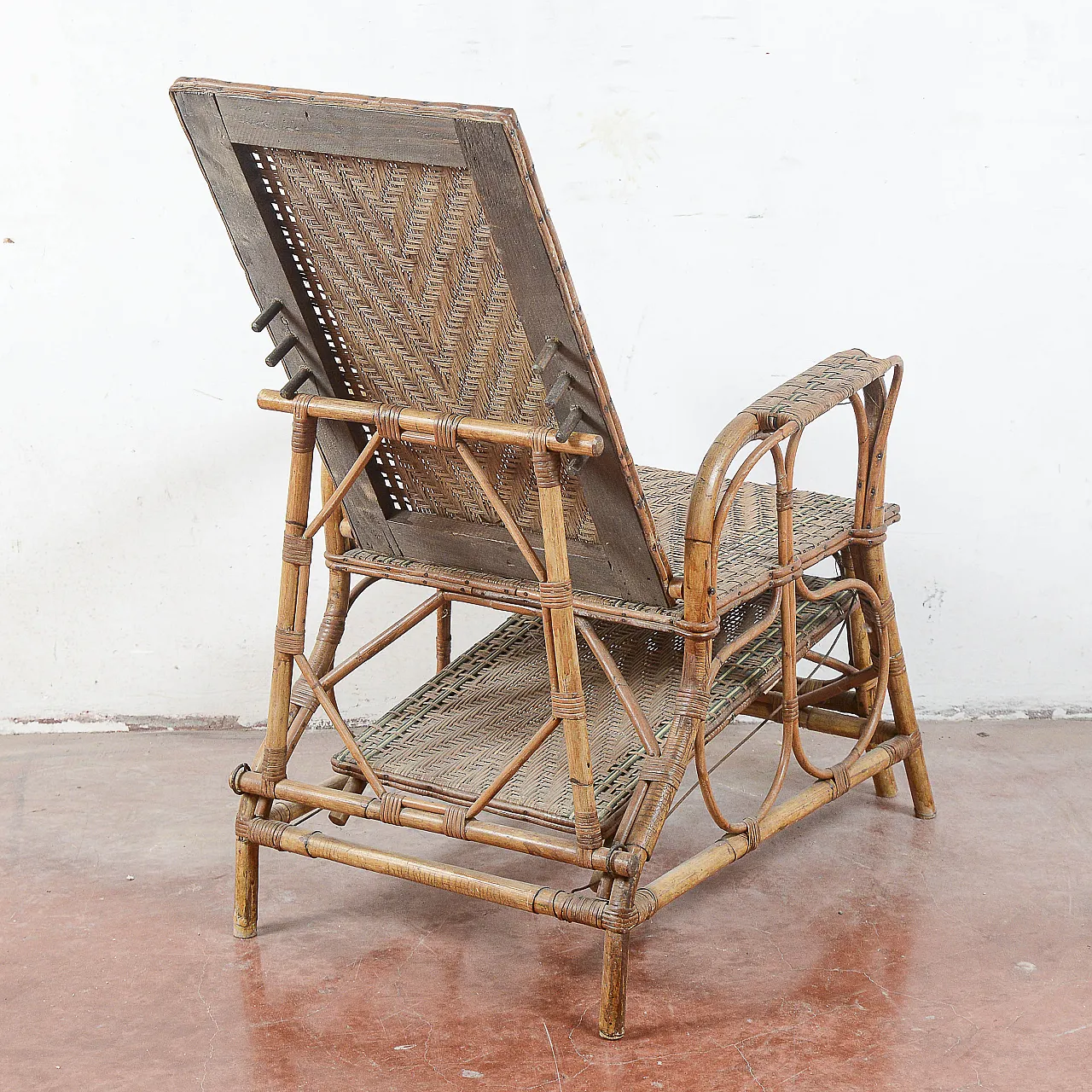 Art Nouveau wicker and bamboo lounge chair, early 20th century 7