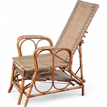 Art Nouveau wicker and bamboo lounge chair, early 20th century