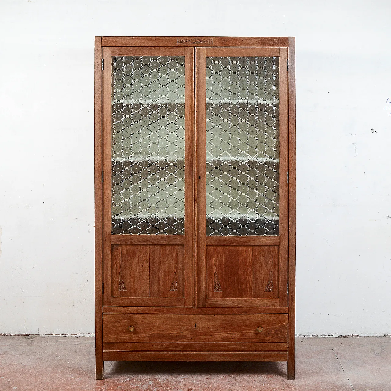 Wood and glass window credenza, early 20th century 1