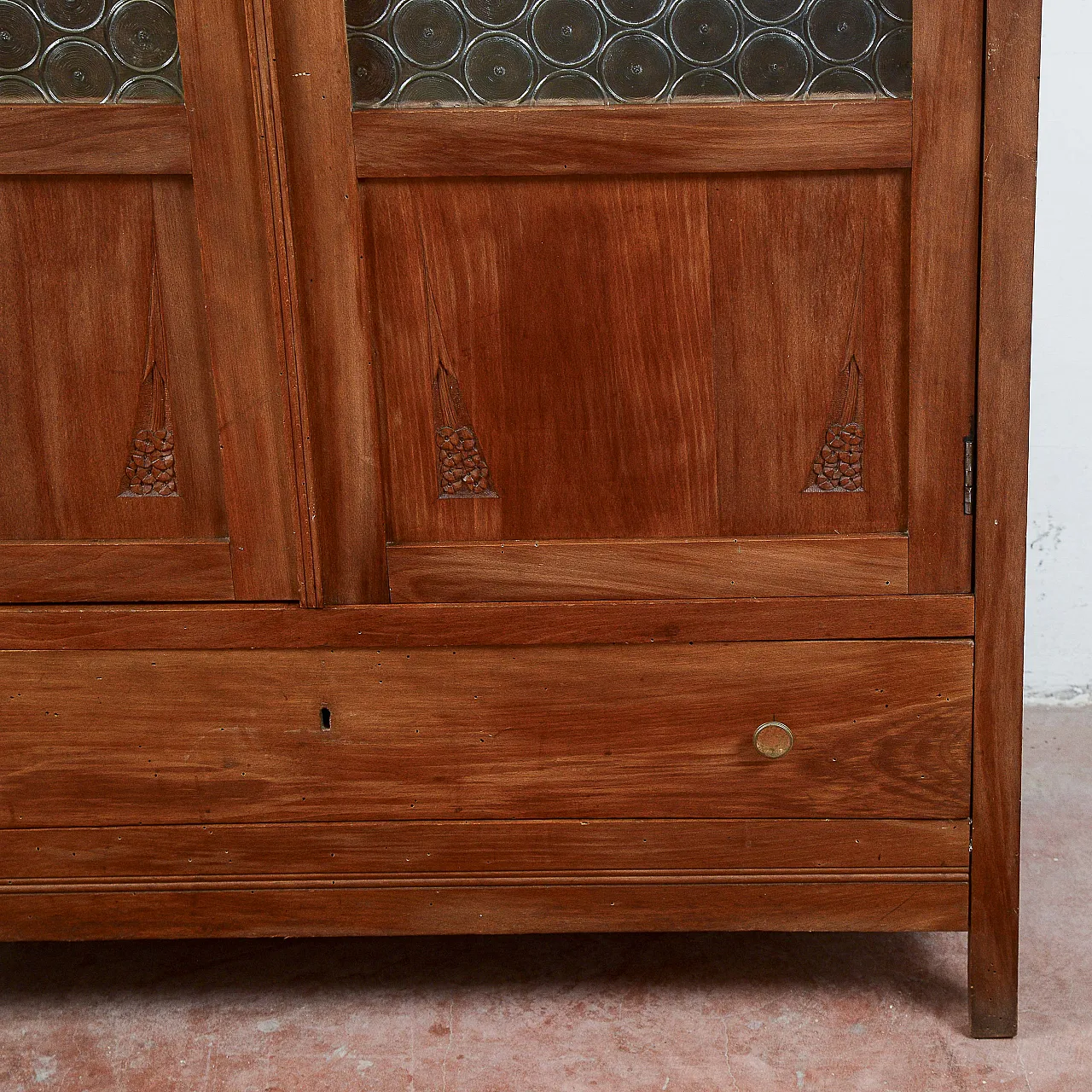 Wood and glass window credenza, early 20th century 4