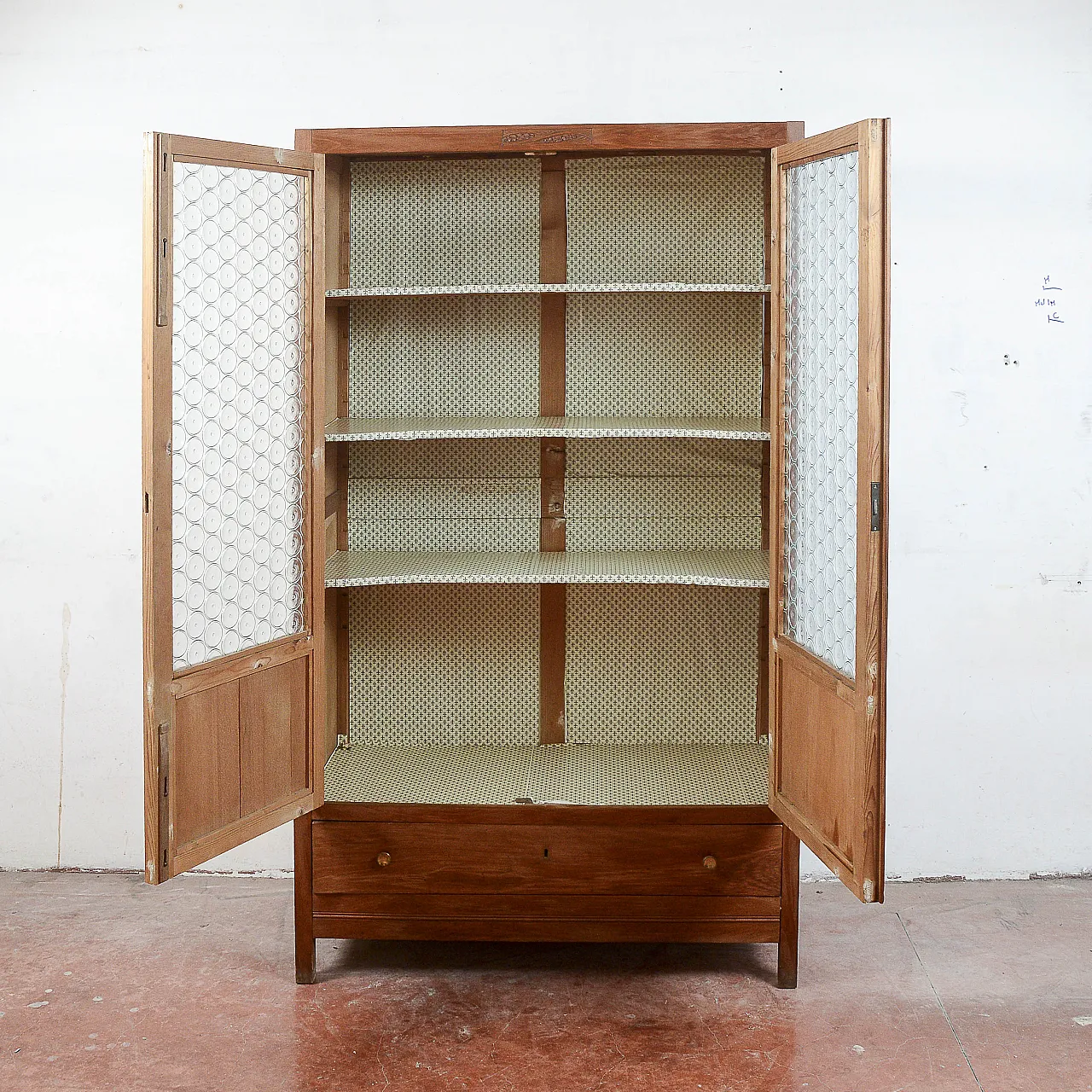 Wood and glass window credenza, early 20th century 6