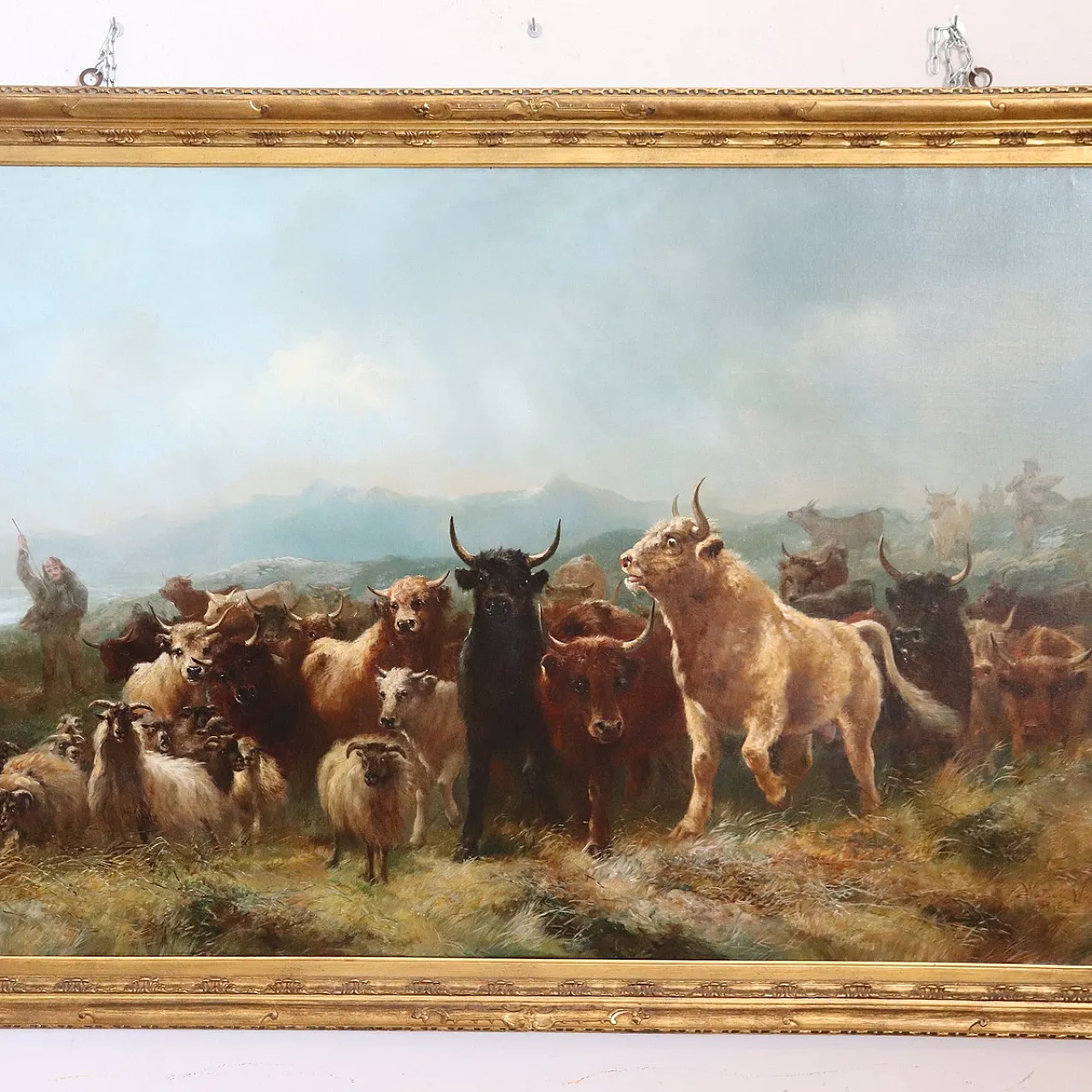 Majestic oil painting on canvas signed Watson W. 19th century 3