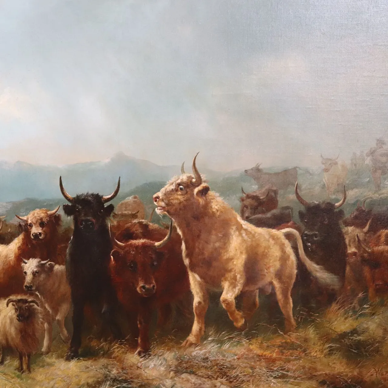 Majestic oil painting on canvas signed Watson W. 19th century 4