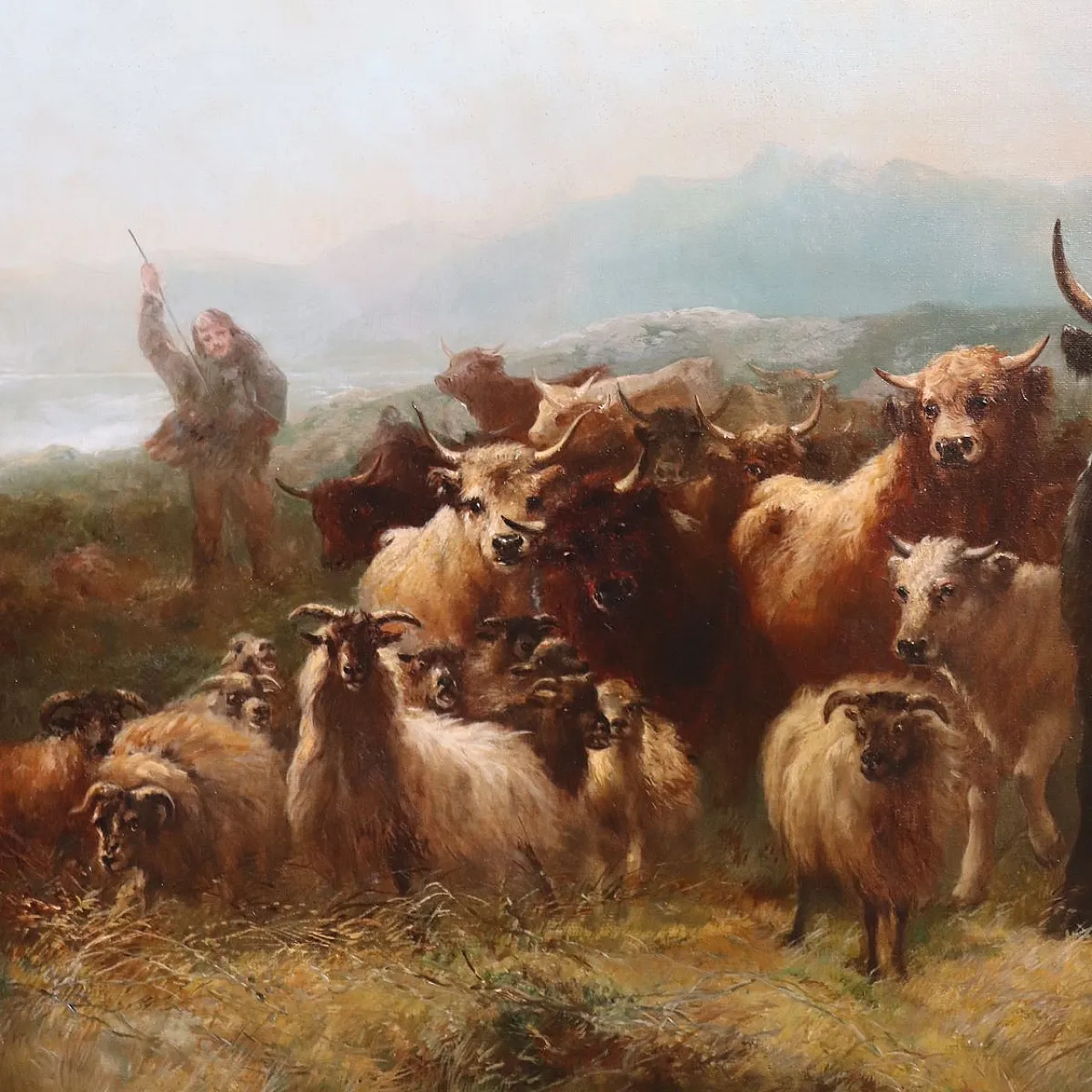 Majestic oil painting on canvas signed Watson W. 19th century 5