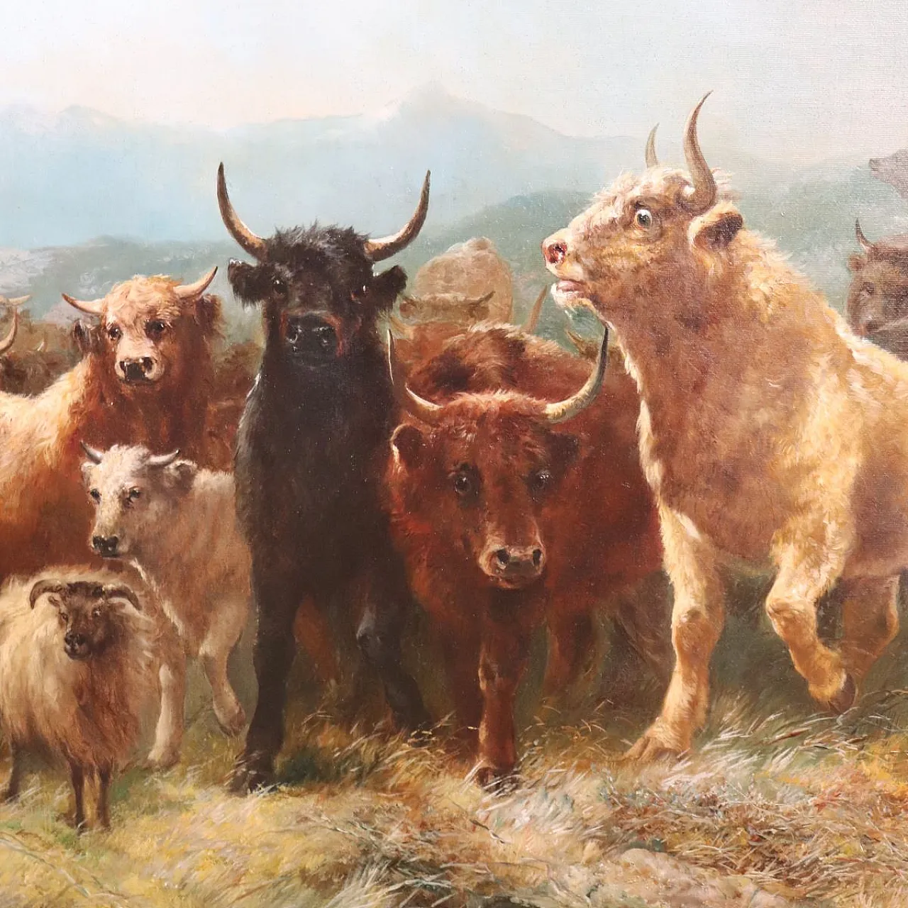 Majestic oil painting on canvas signed Watson W. 19th century 6