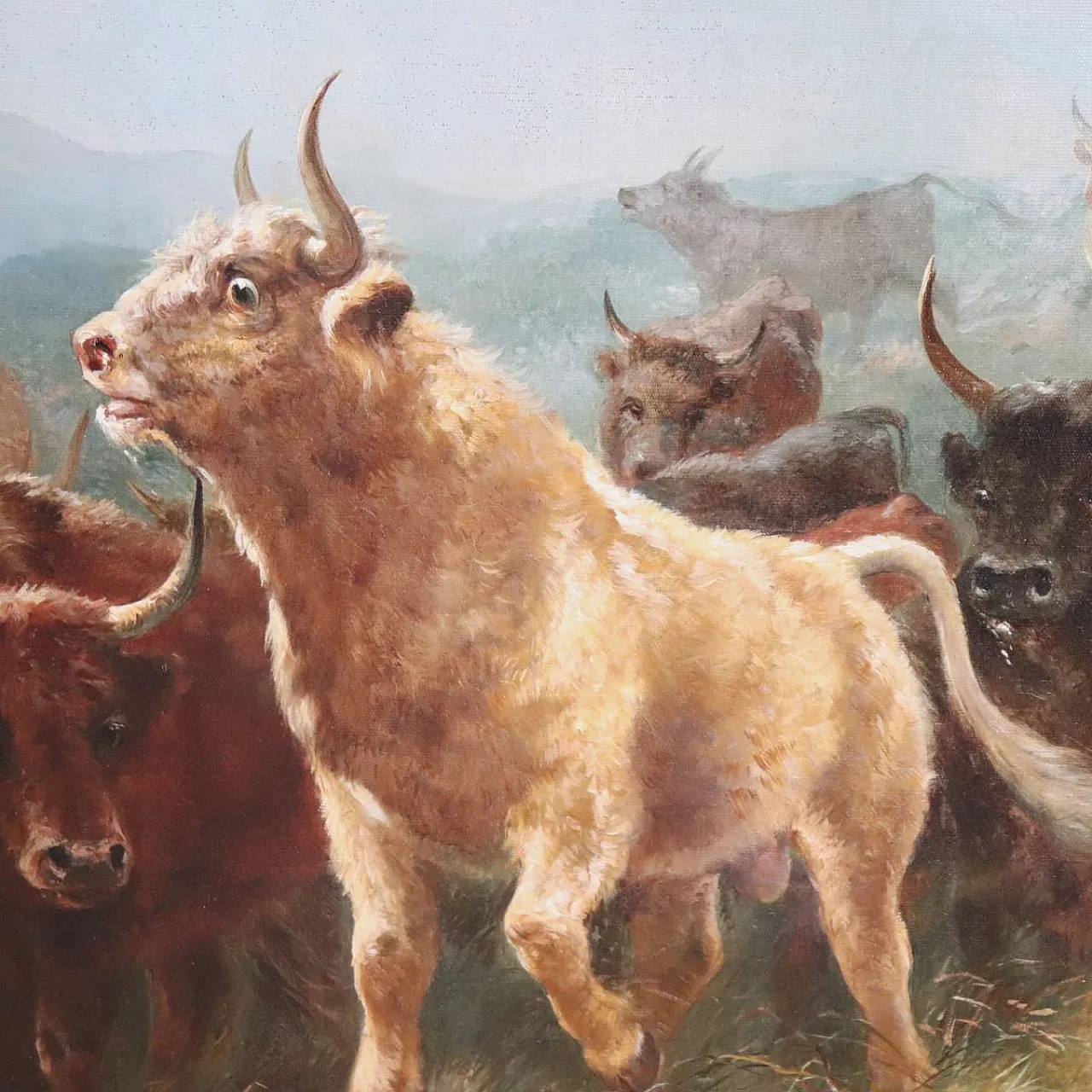 Majestic oil painting on canvas signed Watson W. 19th century 9
