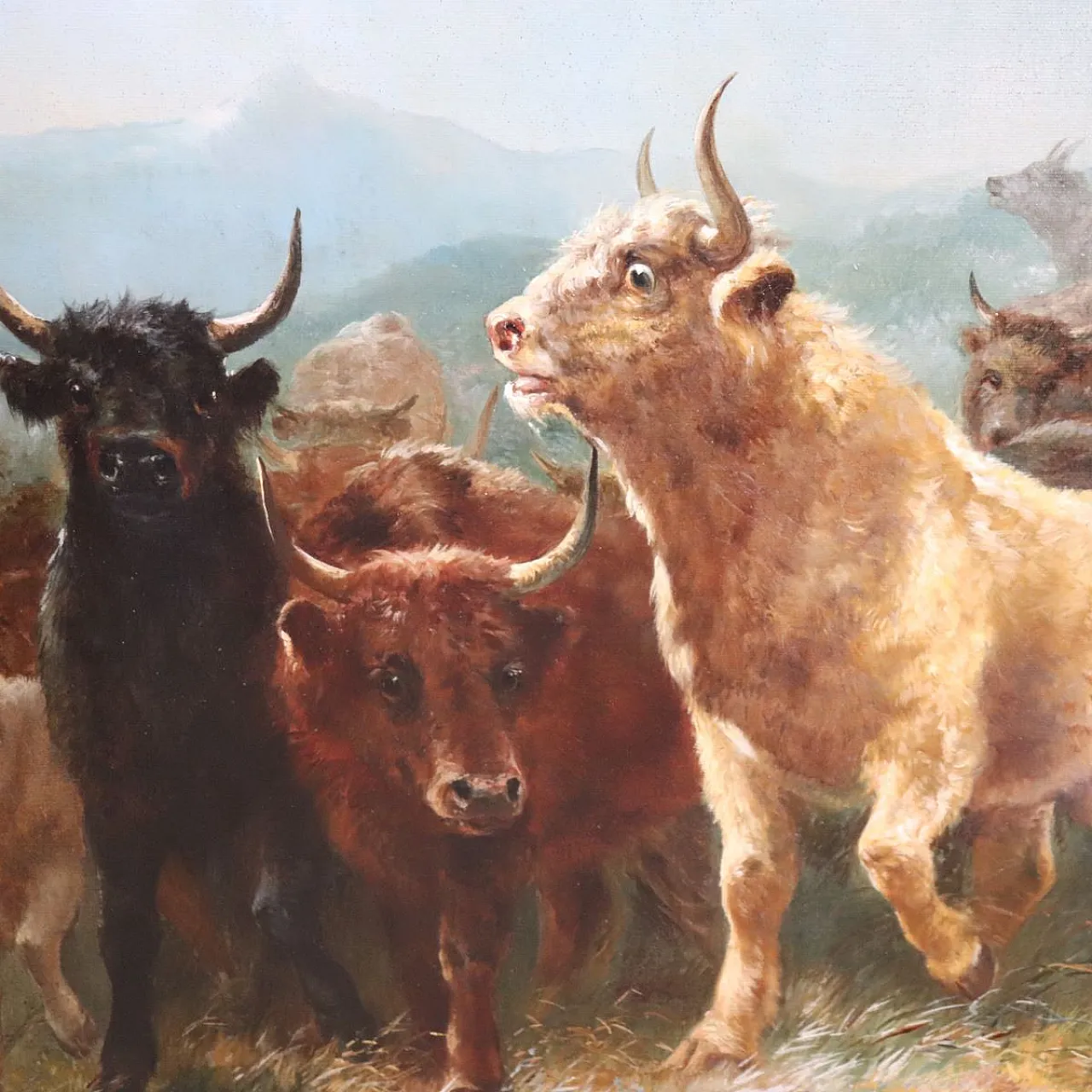 Majestic oil painting on canvas signed Watson W. 19th century 10