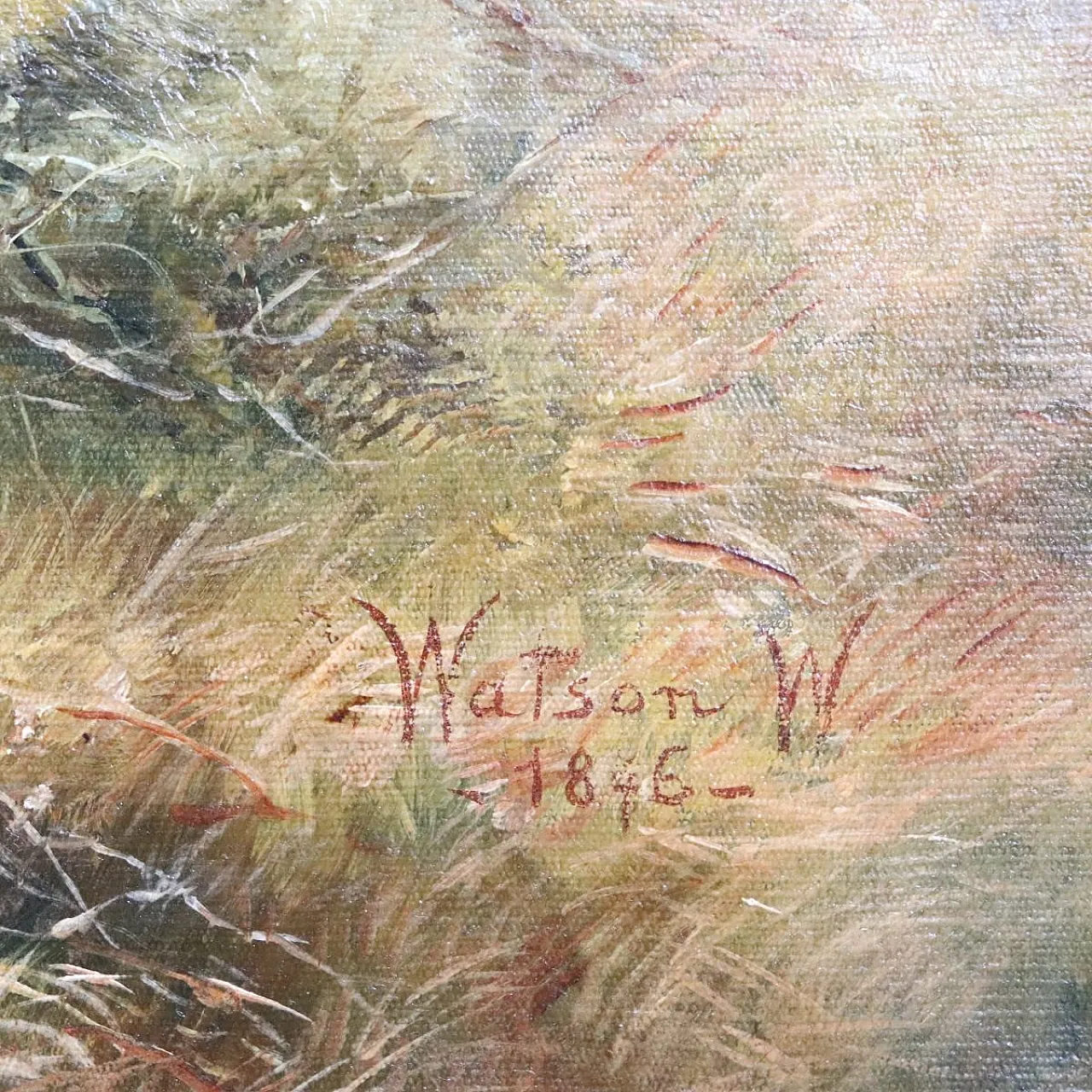 Majestic oil painting on canvas signed Watson W. 19th century 14