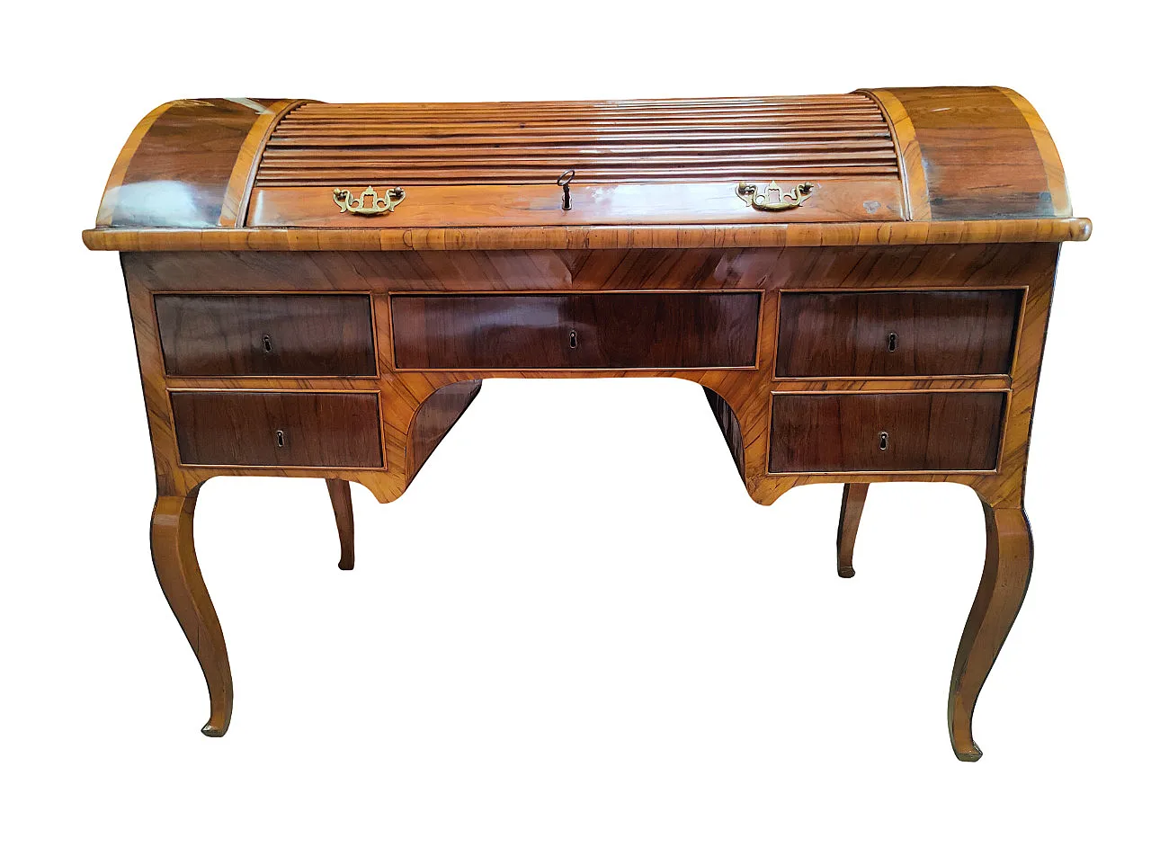 Tuscan desk in olive wood, Louis XV style, Italy. 2