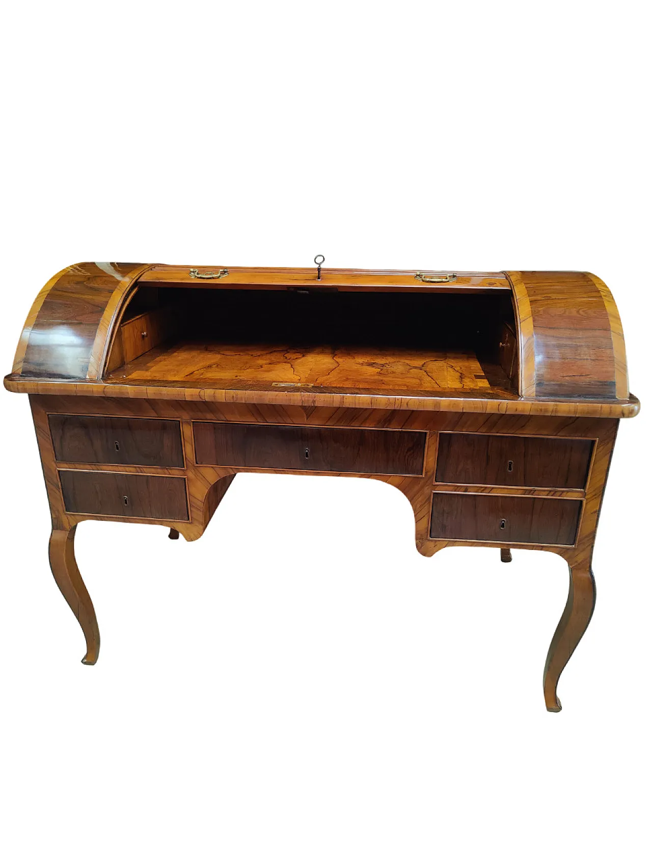 Tuscan desk in olive wood, Louis XV style, Italy. 3