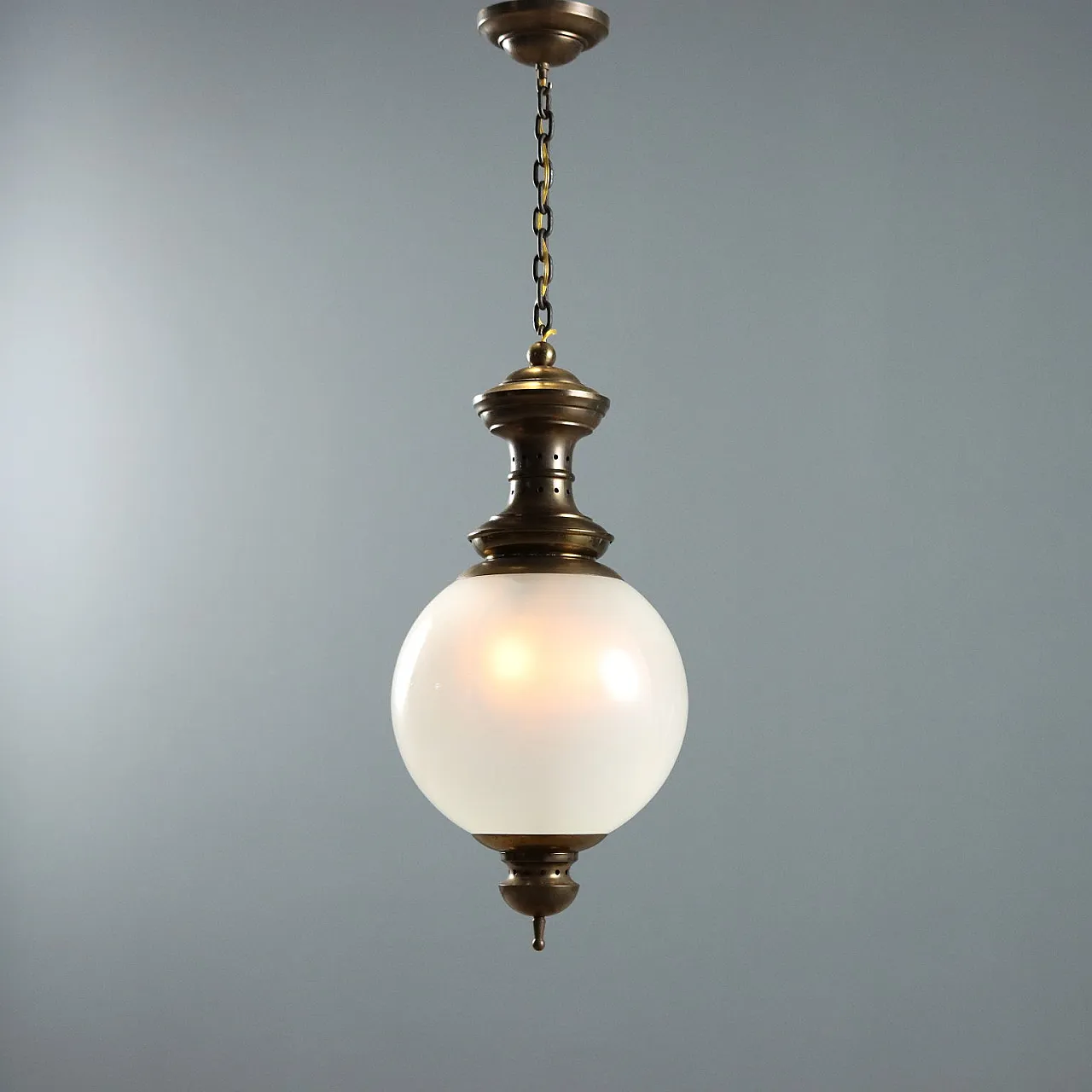 Pendant lamp in opaline glass, 1950s 1