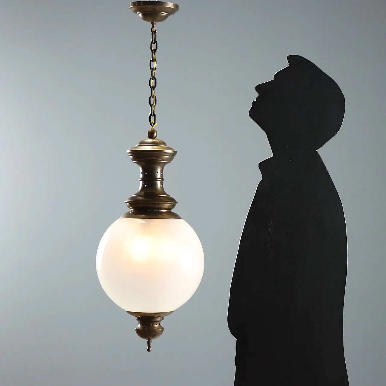 Pendant lamp in opaline glass, 1950s 2