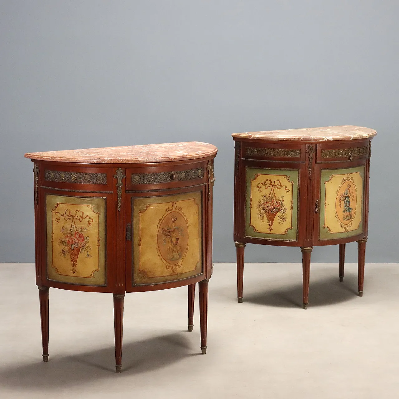 Pair of Demi-Lune sideboards in Neoclassical style, 20th century 1