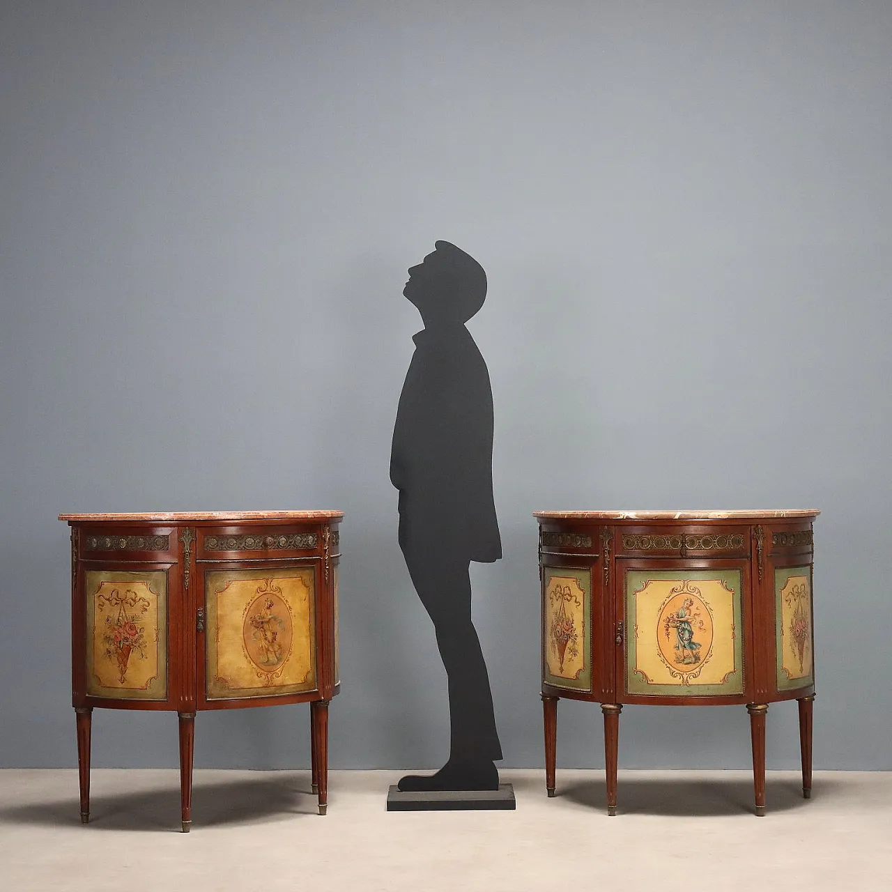 Pair of Demi-Lune sideboards in Neoclassical style, 20th century 3