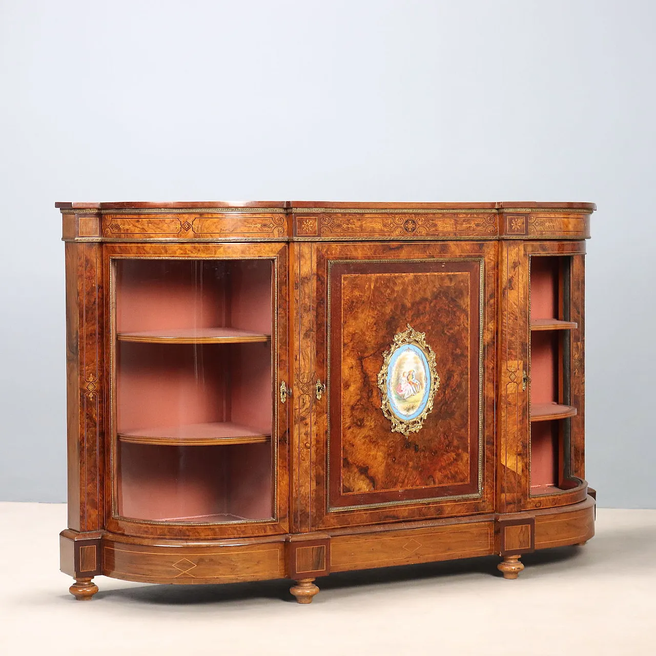 Servant veneered in walnut and mahogany, 19th century 1