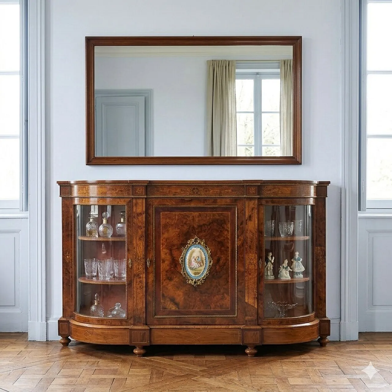 Servant veneered in walnut and mahogany, 19th century 2