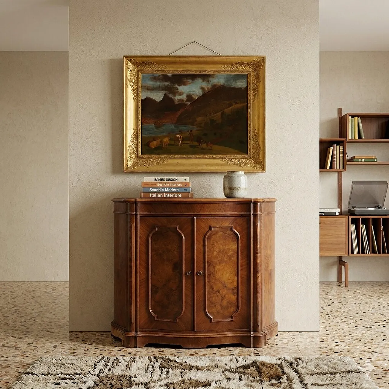 Umbertina sideboard in walnut and walnut root, 19th century 2