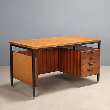 Wooden and metal desk, 1960s