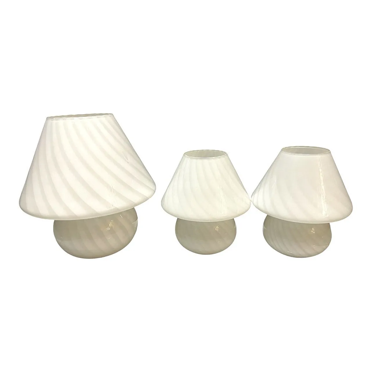 Murano Glass Mushroom Table Lamps by Paolo Venini, 1970s, Set of 3 1