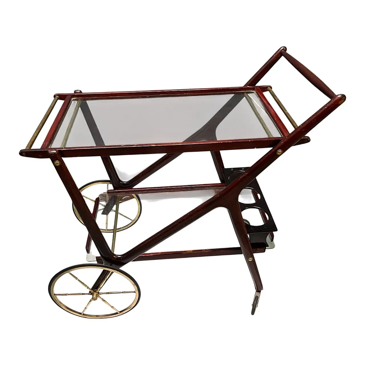 Carrello bar in mogano di Cesare Lacca, anni '50 1