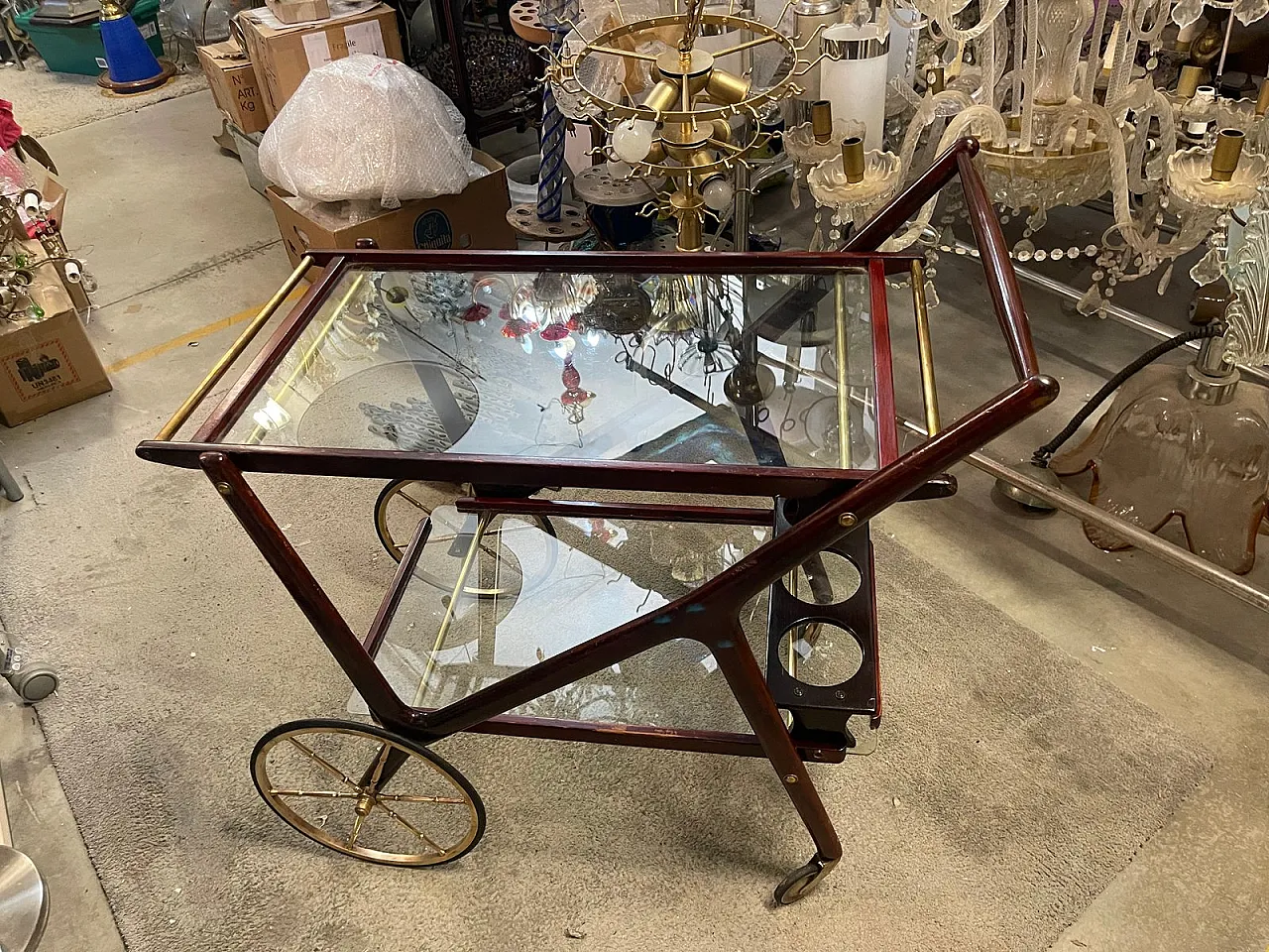 Carrello bar in mogano di Cesare Lacca, anni '50 10