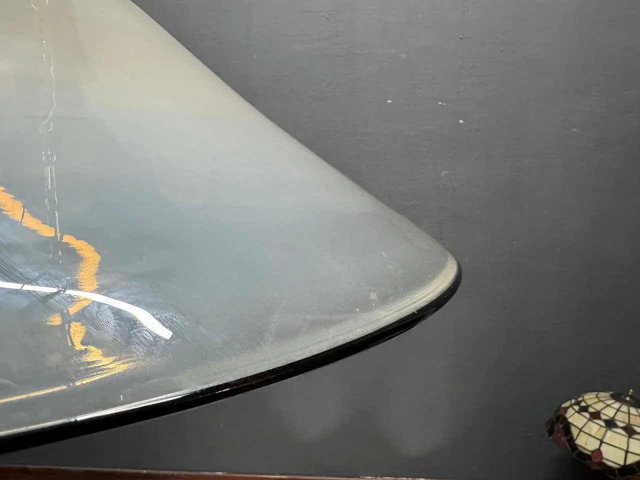 Mid-Century white Murano glass pendant lamp with black border, Italy, 1970s 6