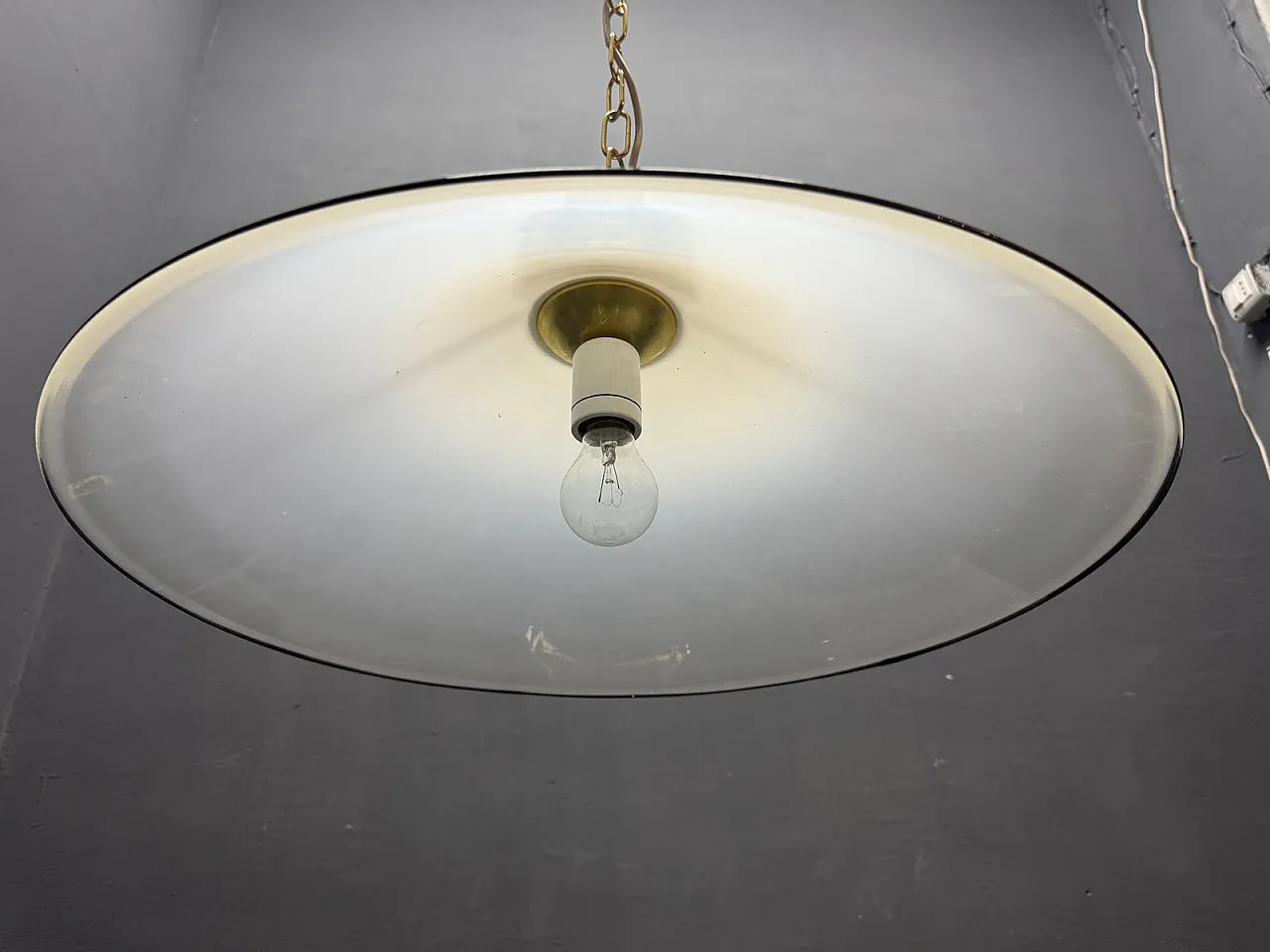 Mid-Century white Murano glass pendant lamp with black border, Italy, 1970s 10