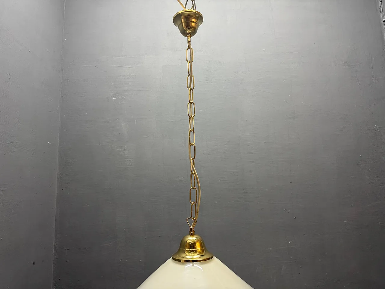 Mid-Century white Murano glass pendant lamp with black border, Italy, 1970s 13