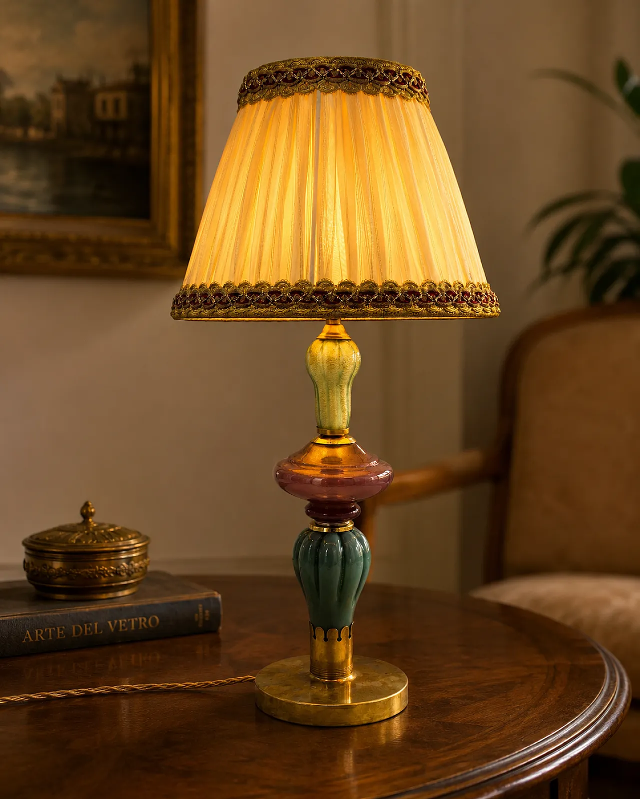 Lampada da tavolo in vetro stile classico, anni '60 6