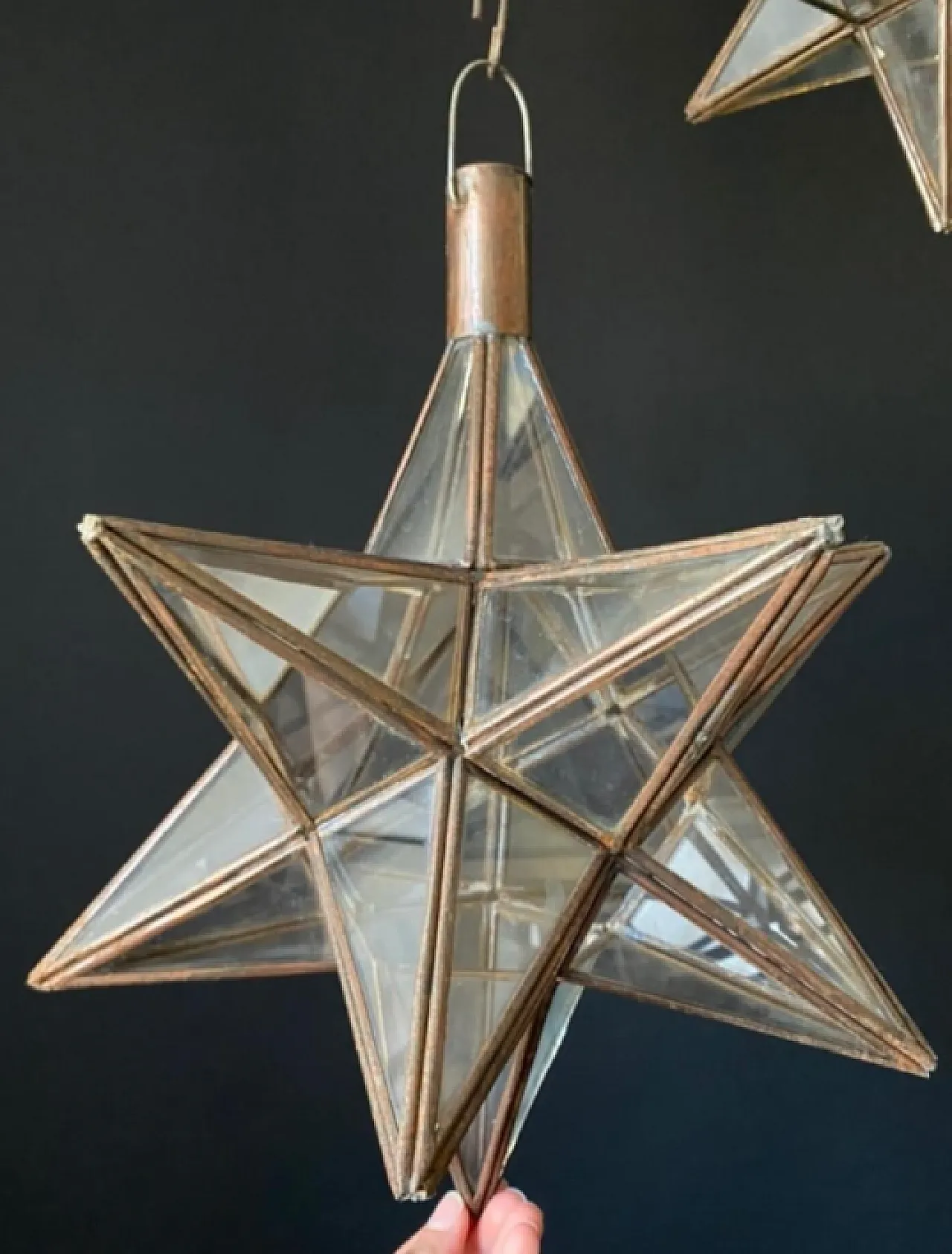 Iron and glass star lamp, 1960s 3