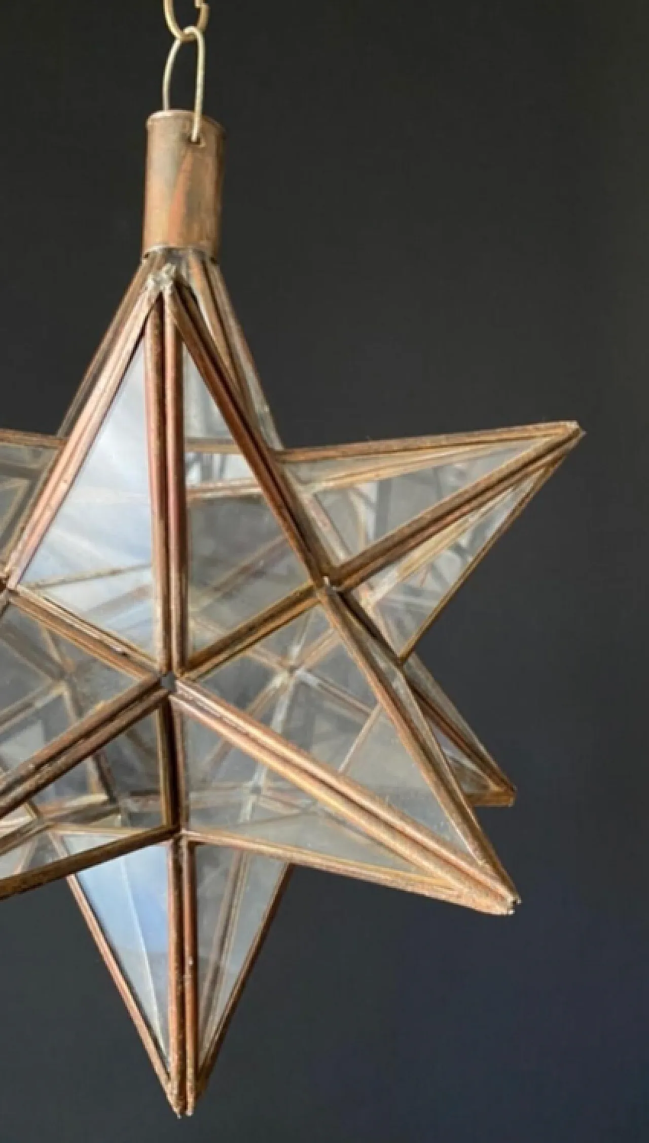 Iron and glass star lamp, 1960s 4