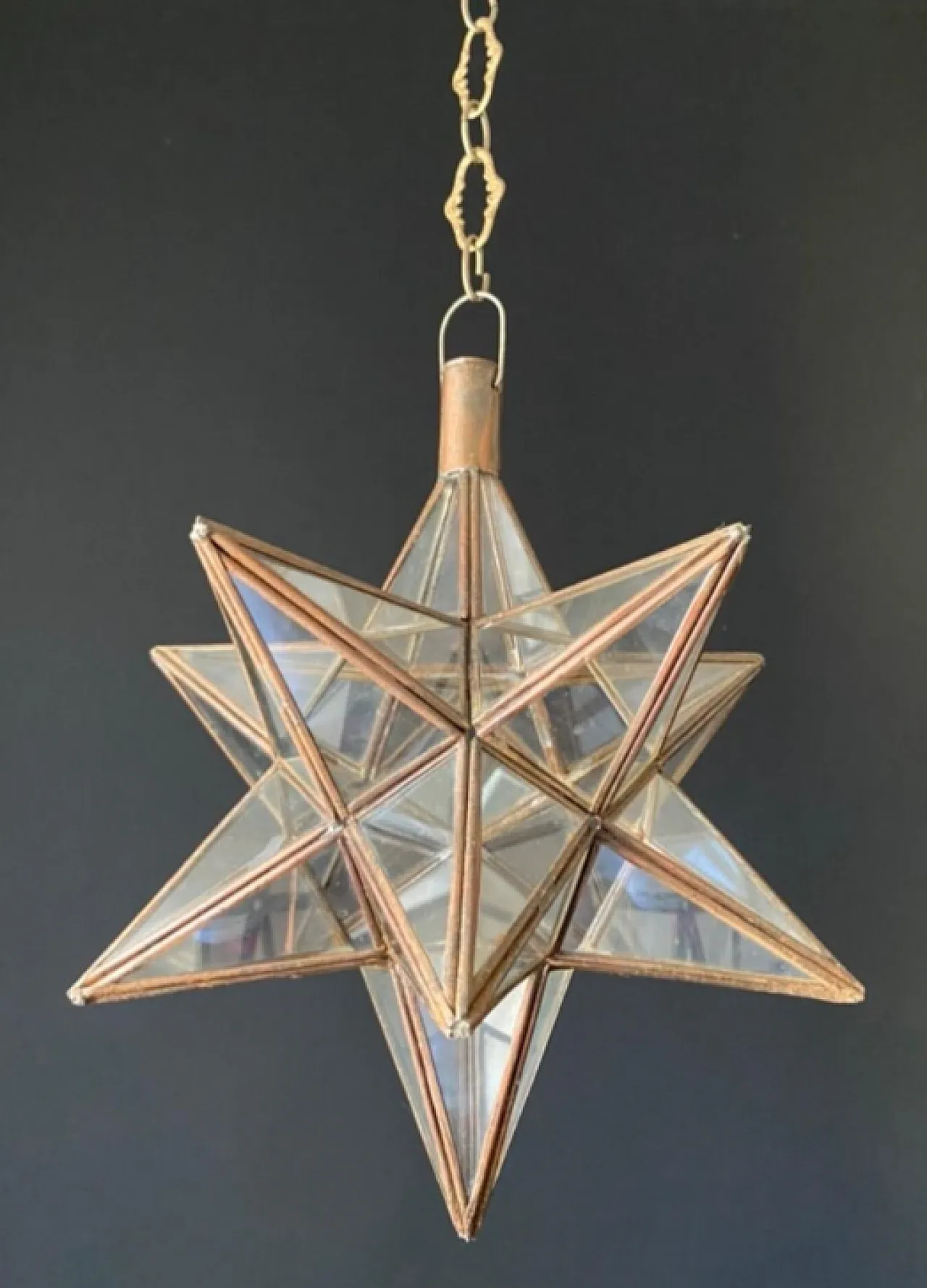 Iron and glass star lamp, 1960s 5