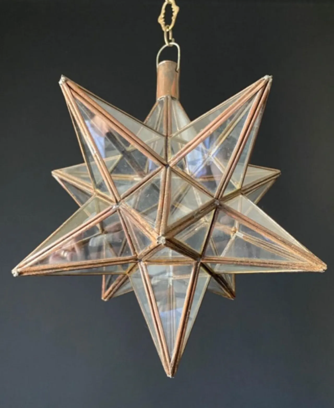 Iron and glass star lamp, 1960s 6