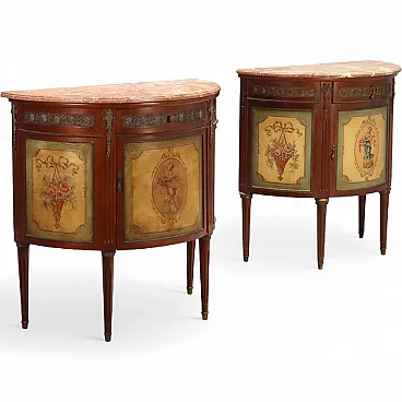 Pair of Demi-Lune sideboards in Neoclassical style, 20th century