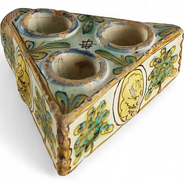 Spice rack in polychrome majolica, 18th century