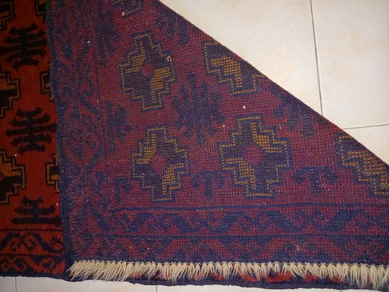 Tappeto geometrico caucasico in lana, ''800 7