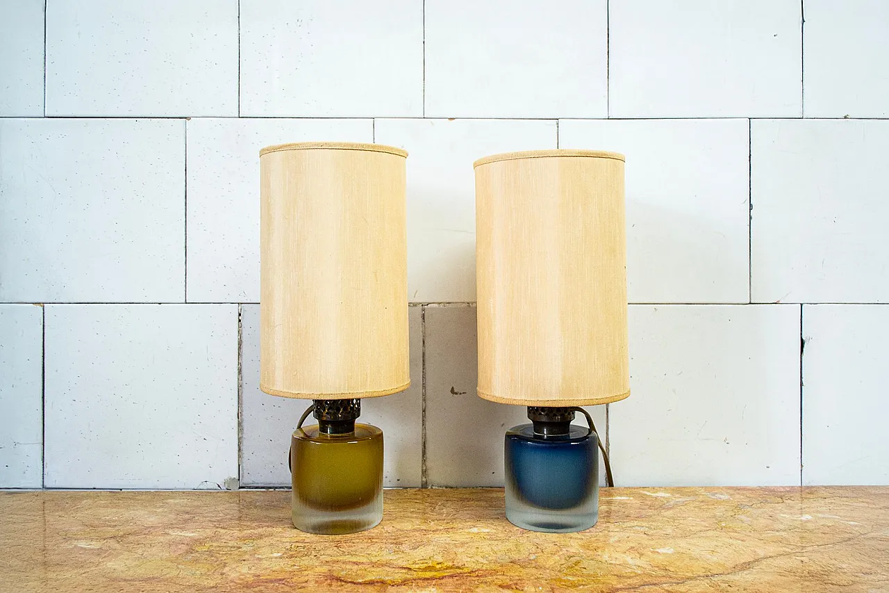 Pair of Inciso table lamp in Murano glass by Paolo Venini, 1960s 1