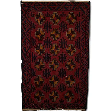 Geometric Caucasian Wool Rug, 19th Century
