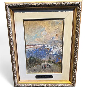 Mountain Landscape with figures , oil on panel, 19th century