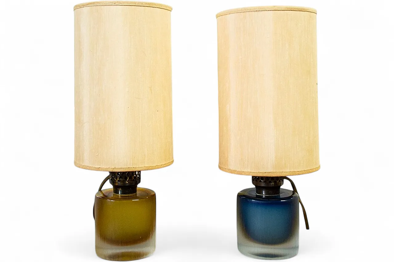 Pair of Inciso table lamp in Murano glass by Paolo Venini, 1960s 5