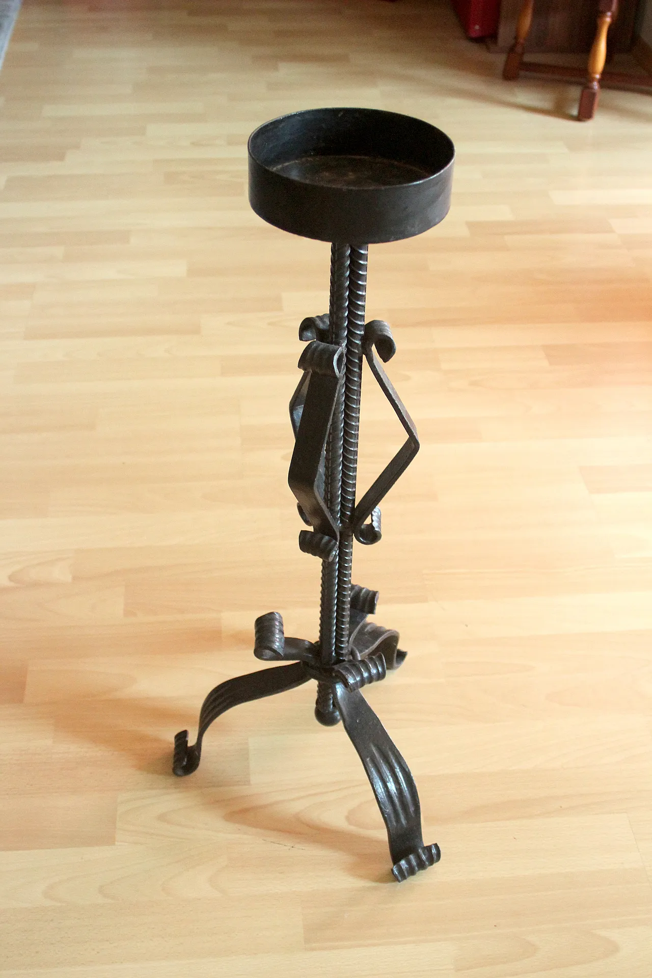 High wrought iron candle holder, handmade for larger candles, 70s 2