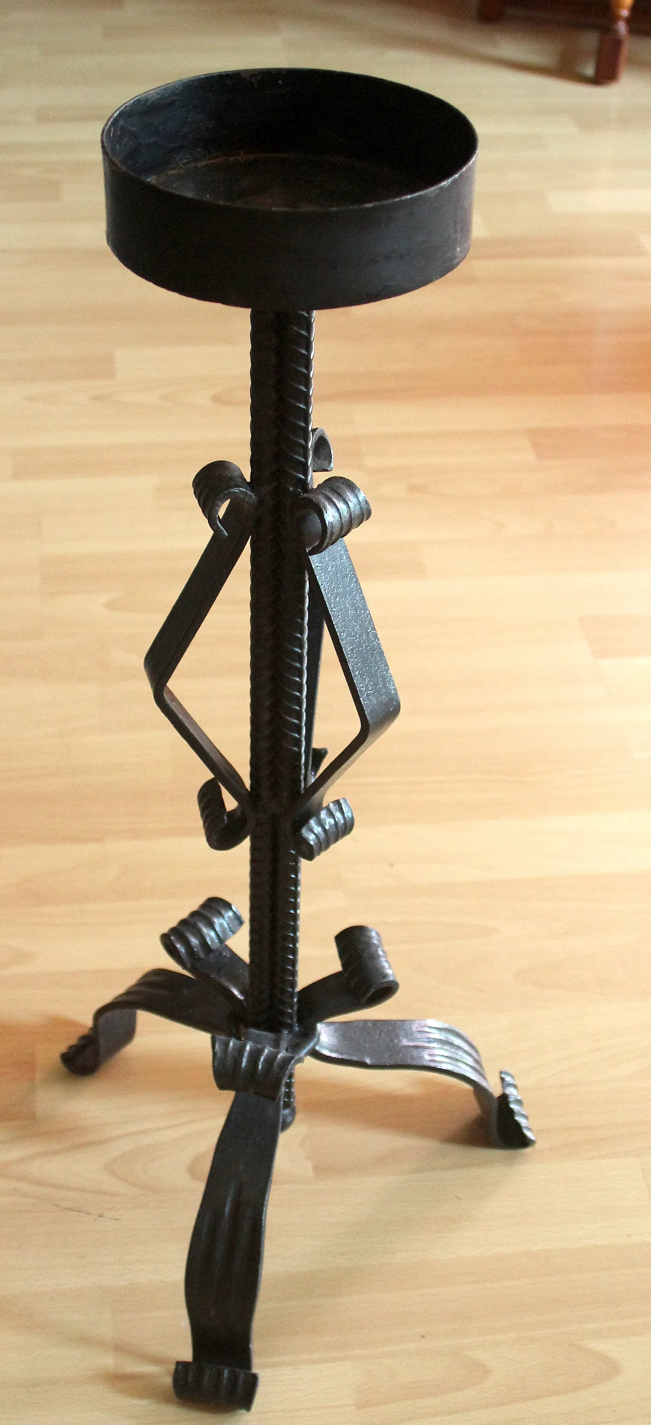 High wrought iron candle holder, handmade for larger candles, 70s 3