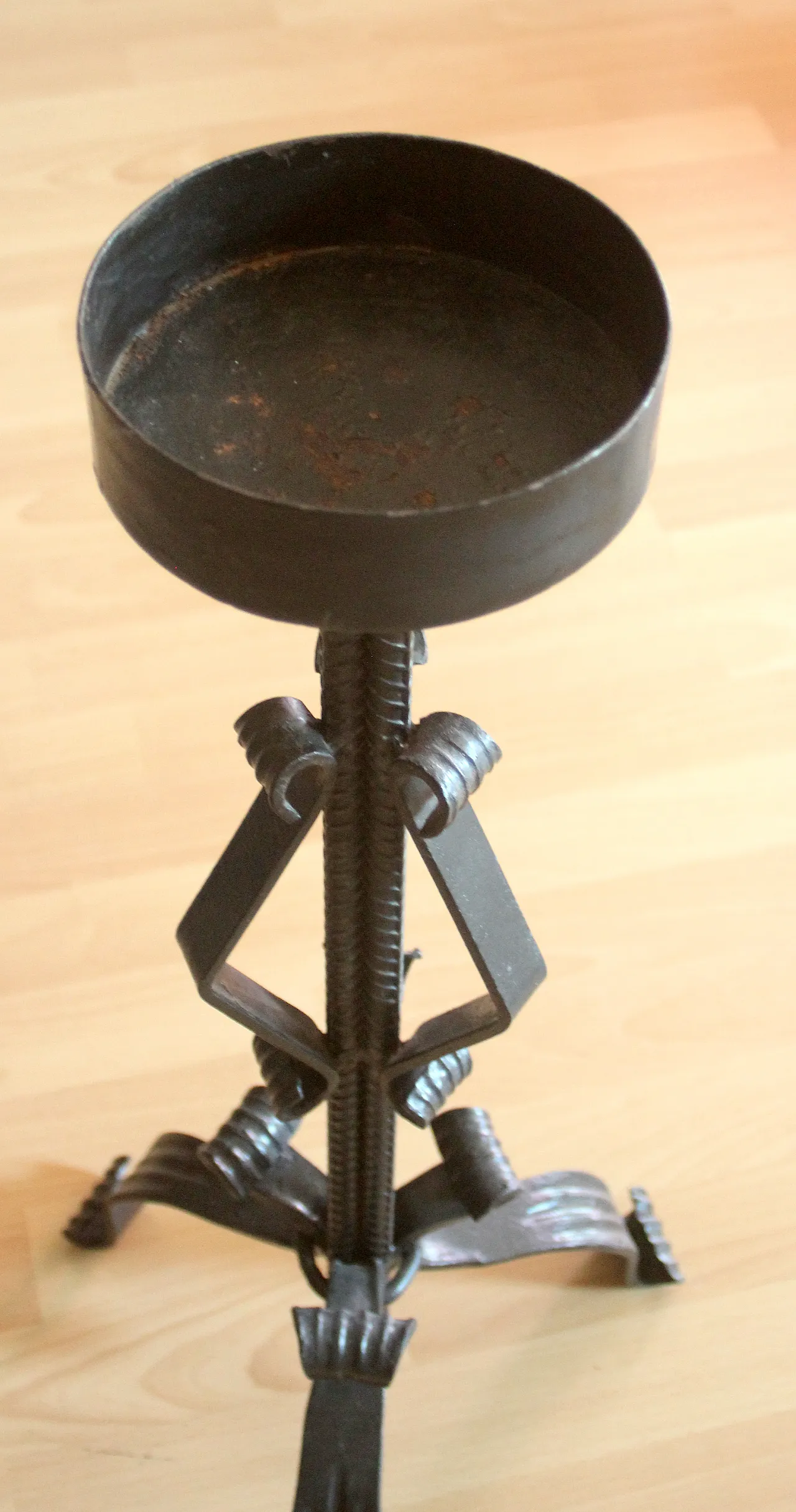 High wrought iron candle holder, handmade for larger candles, 70s 4