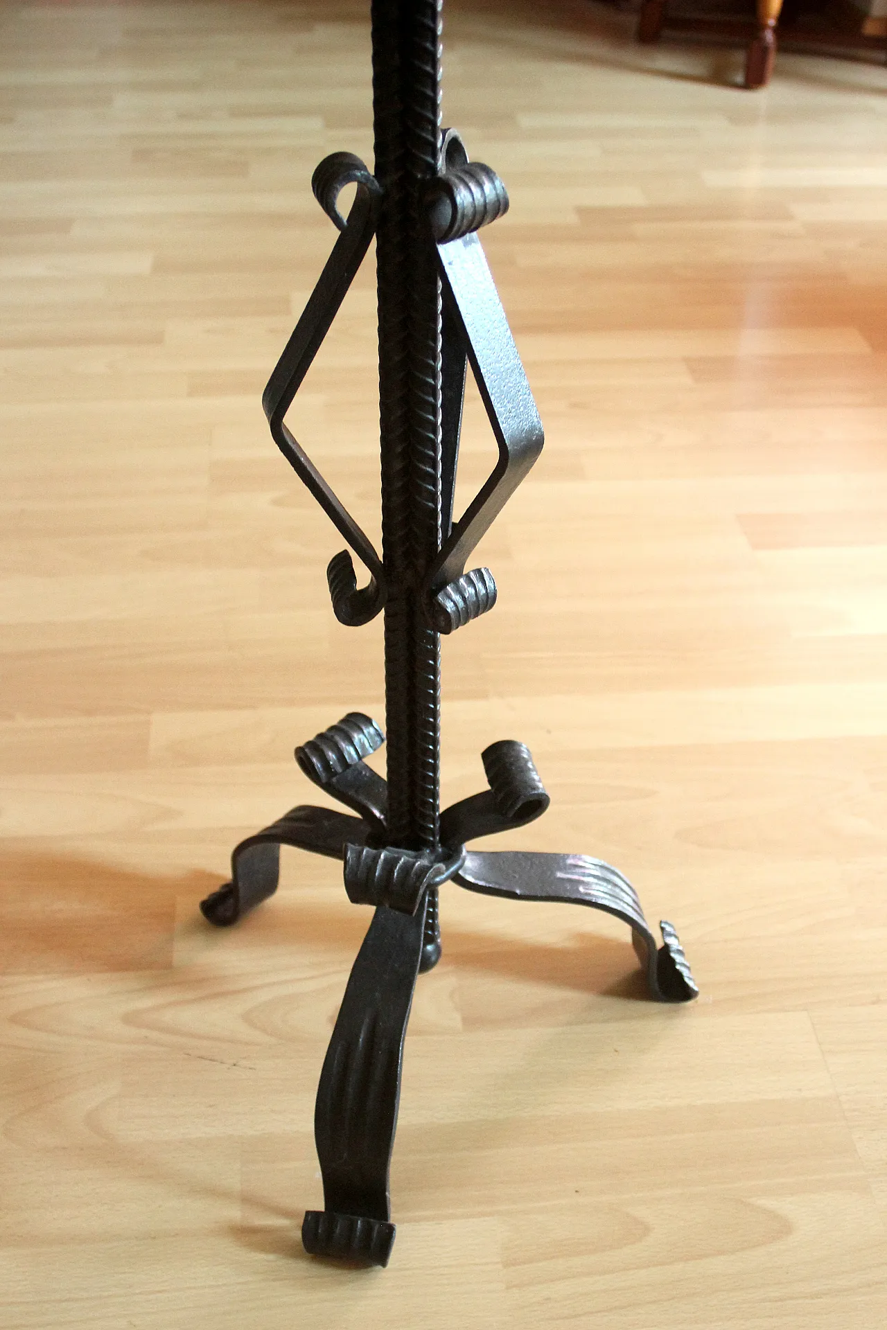 High wrought iron candle holder, handmade for larger candles, 70s 5