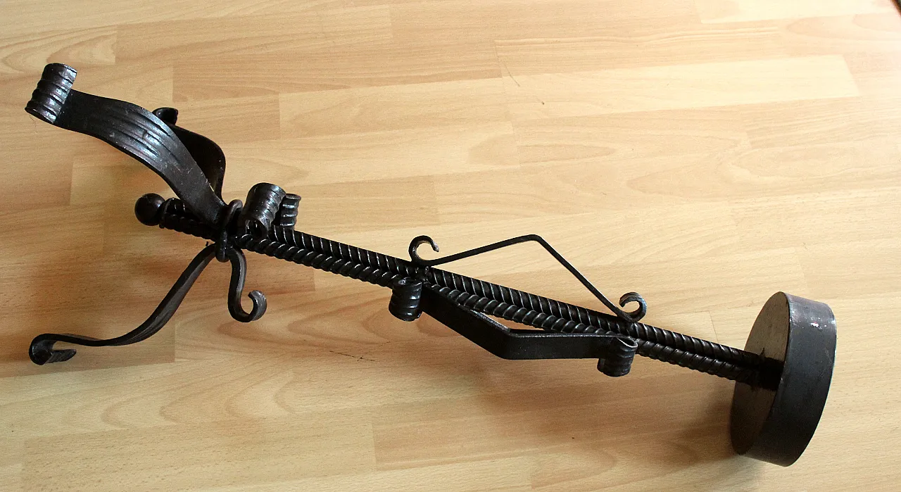 High wrought iron candle holder, handmade for larger candles, 70s 6
