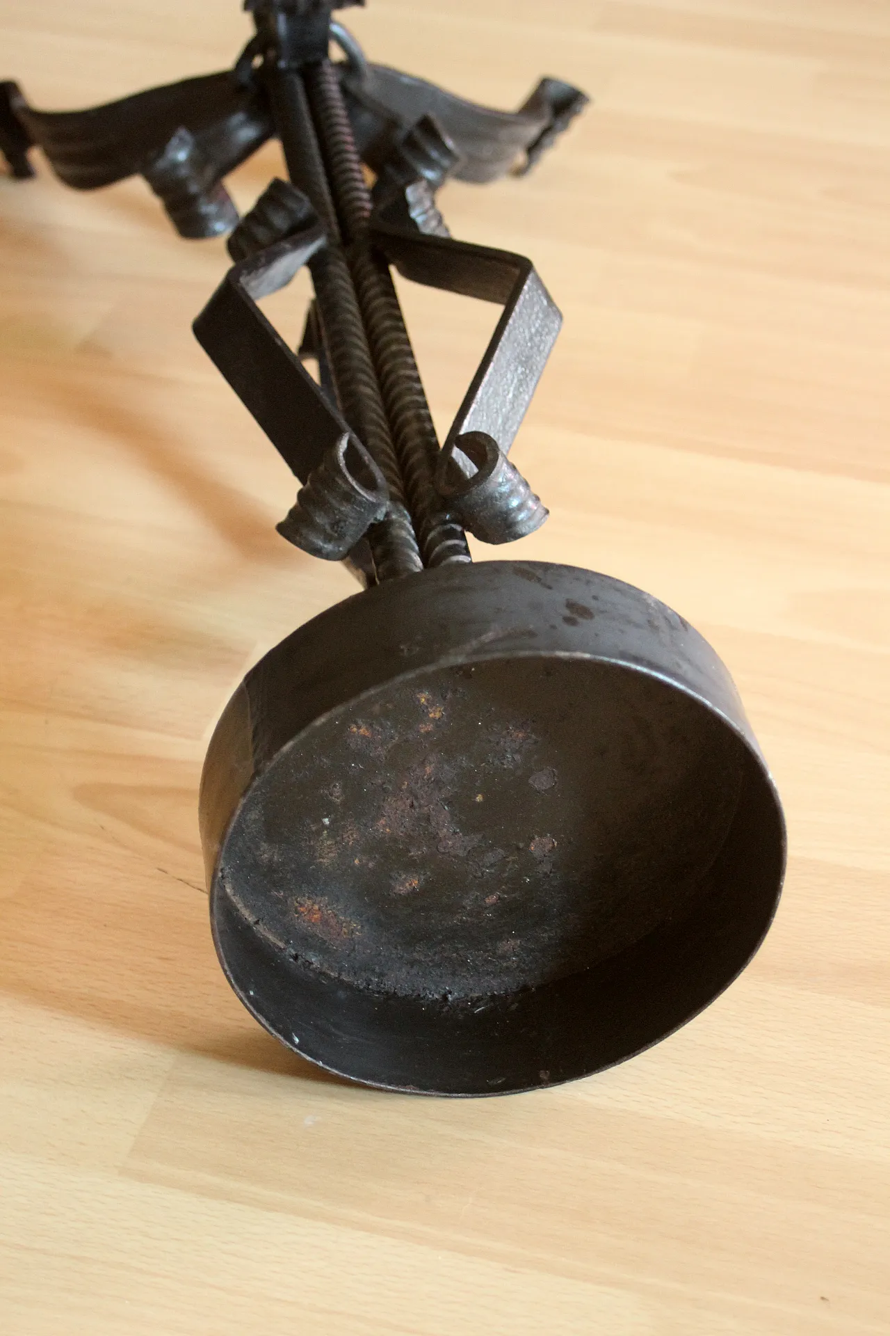 High wrought iron candle holder, handmade for larger candles, 70s 7