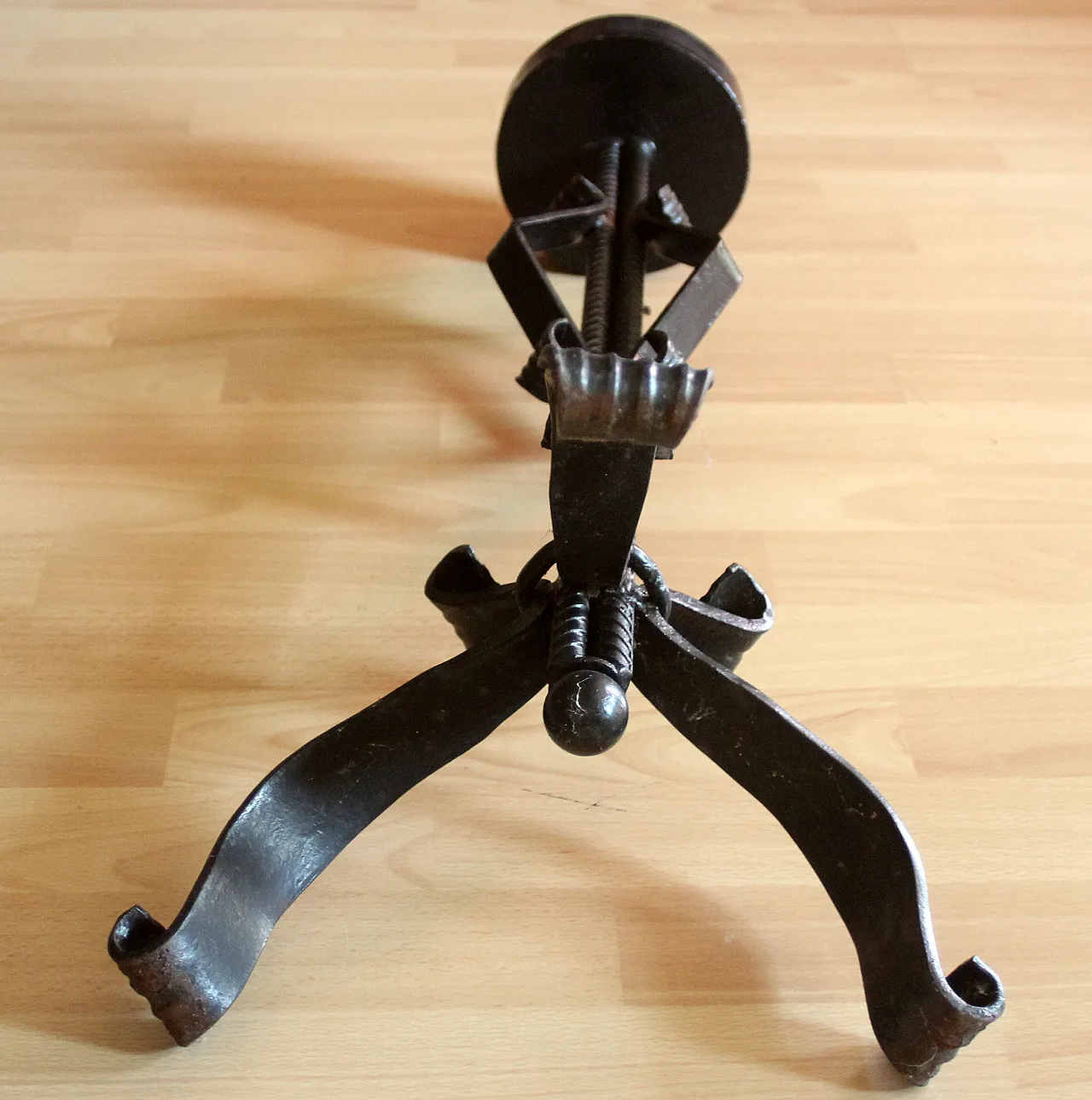 High wrought iron candle holder, handmade for larger candles, 70s 8