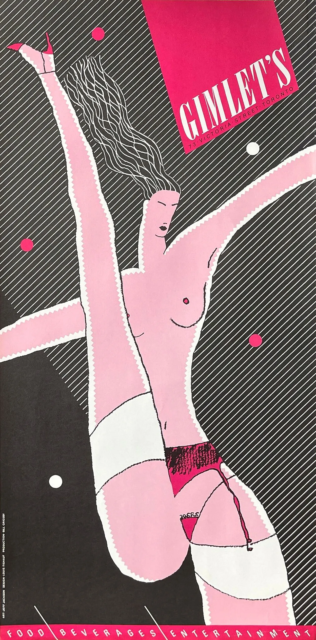 Jeff JACKSON Poster Gimlet's Toronto - Food - Beverages - Entertainment 1980 1