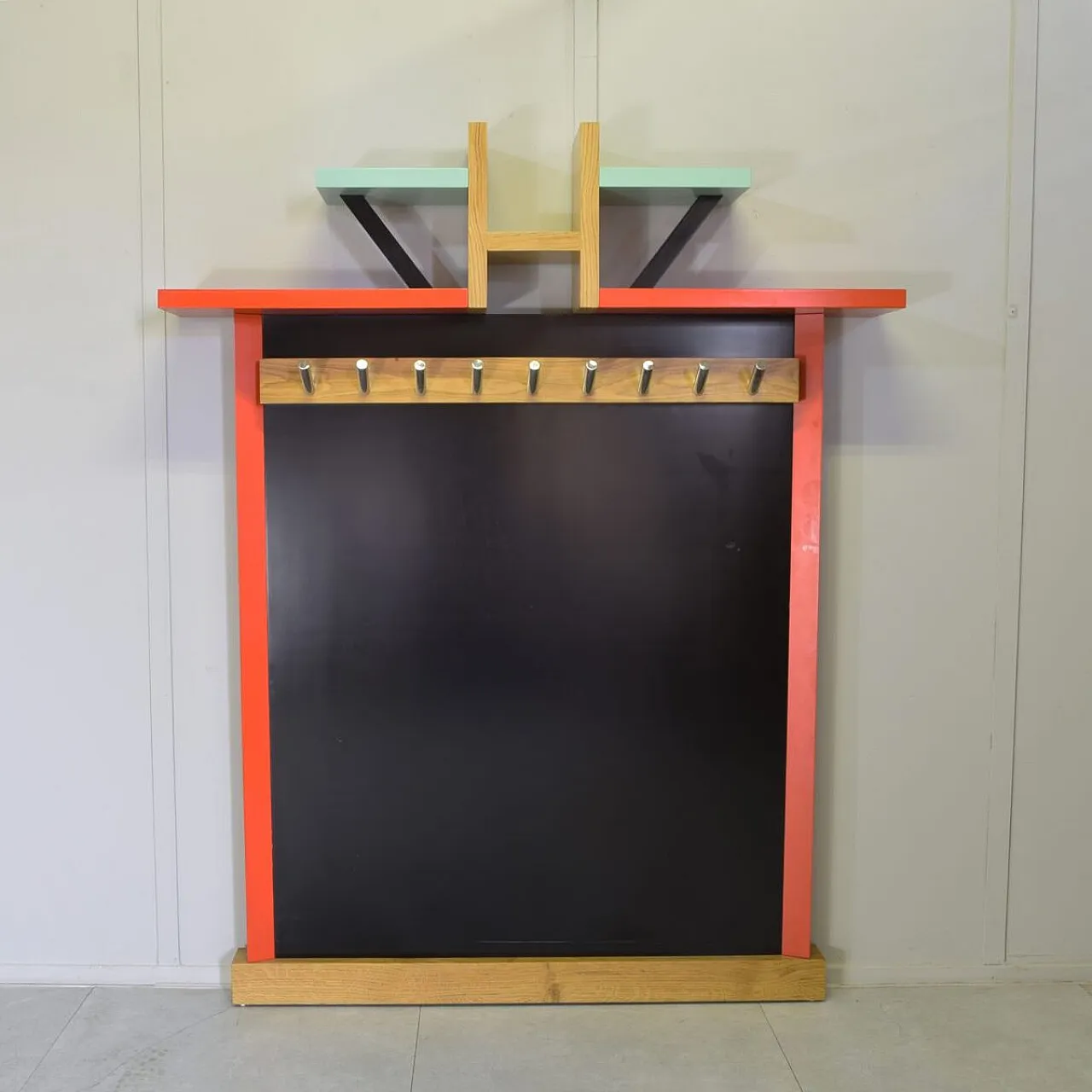Wall coat rack in polychrome lacquered wood by Ettore Sottsass, 1980s 2