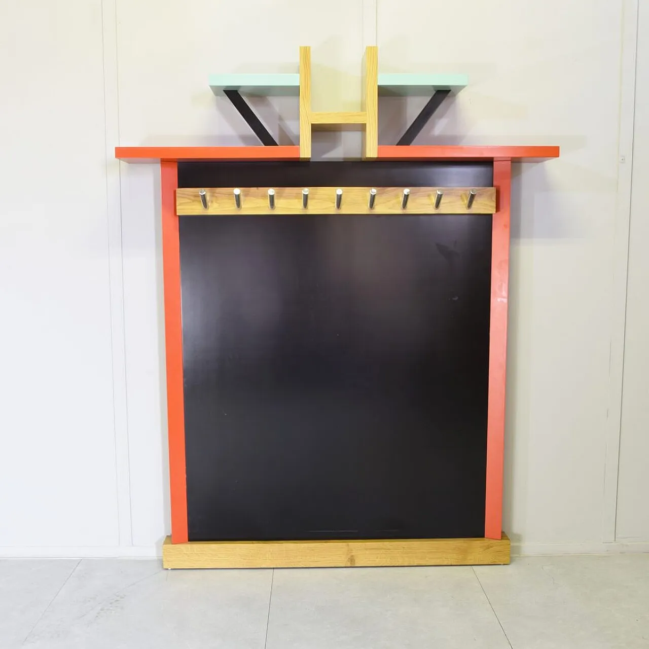 Wall coat rack in polychrome lacquered wood by Ettore Sottsass, 1980s 3